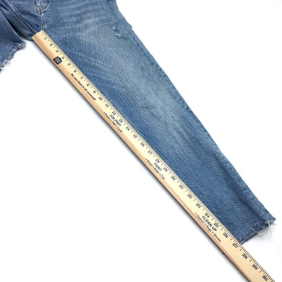 Zara Women's Jeans Straight Leg Distressed Frayed Hems Stretch size 6 length 27" - Picture 6 of 8